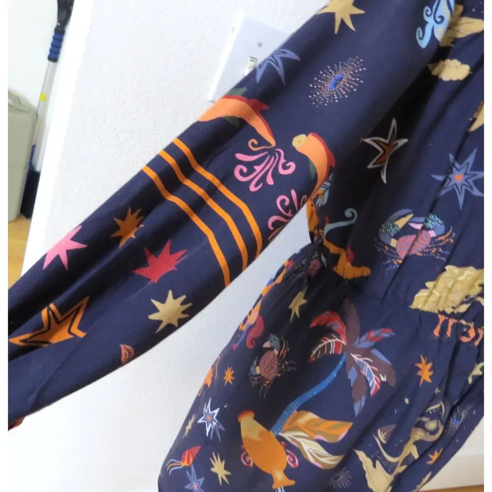 America & Beyond Dark Night Celestial Print Dress Medium NWOT - Picture 3 of 13